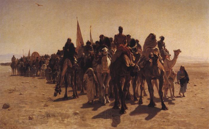 leon belly Pilgrims Going to Mecca. Spain oil painting art